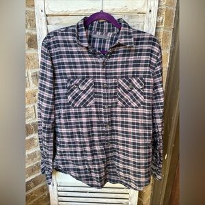 Vince Shirt Mens Medium Blue Classic Fit Plaid Cotton Long Sleeve Button Flannel